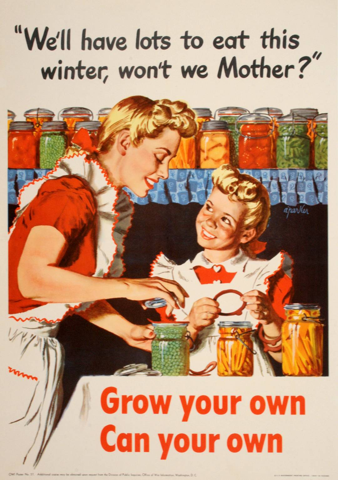 Original American WWII 1943 Poster by Parker - Grow Your Own Can Your Own
