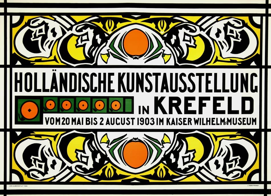 Original Hollandische Kunstausstellung Krefeld Germany Poster by Thorn Prikker 1903