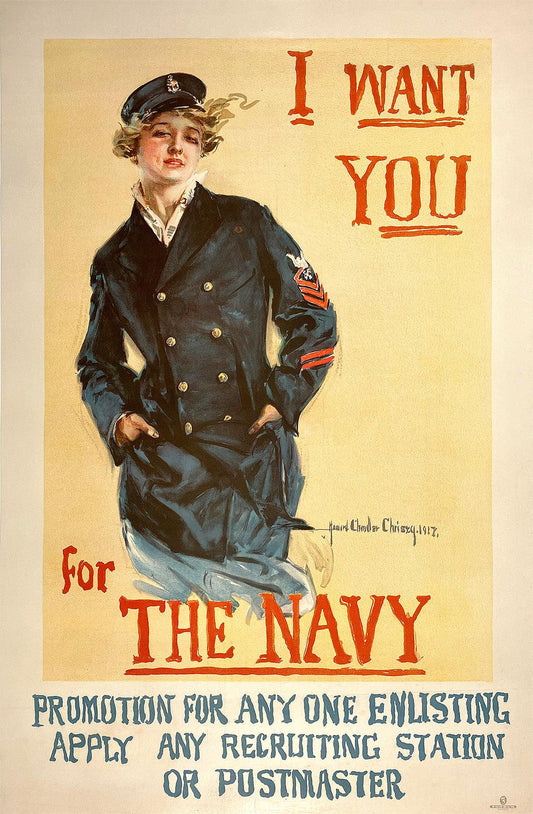 Original Vintage WWI Poster I Want You for the Navy by Chandler Christy 1917