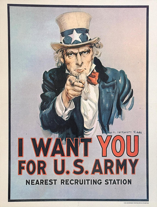 Original Reprint I Want You for U.S. Army Uncle Sam 1975 James Montgomery Flagg 1975