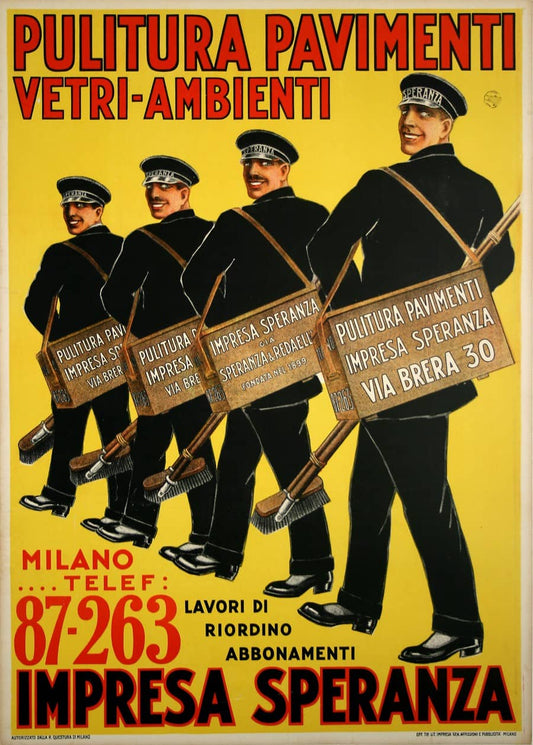 Original VIntage Italian Poster Impresa Sperenza c1930