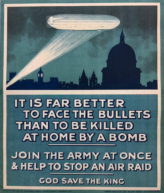 Original Vintage It Is Far Better To Face The Bullets WWI British Poster 1915