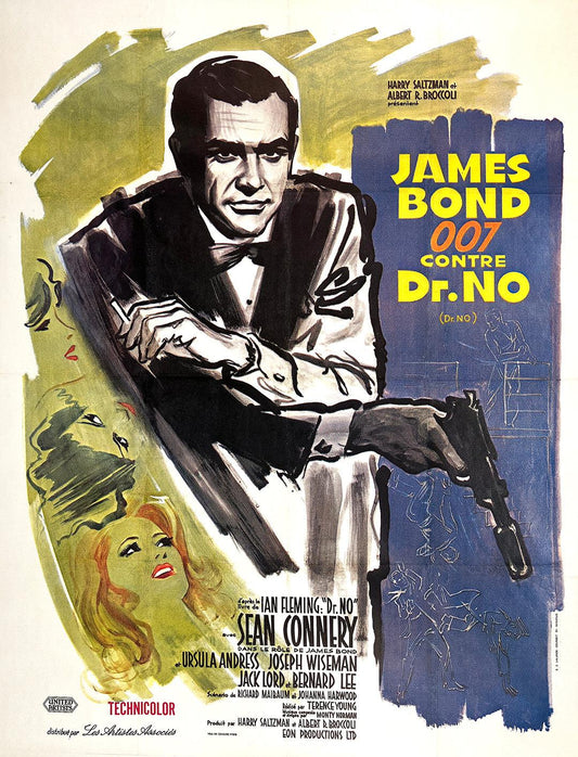 Original Vintage James Bond Movie Poster Dr. No French Release 1963