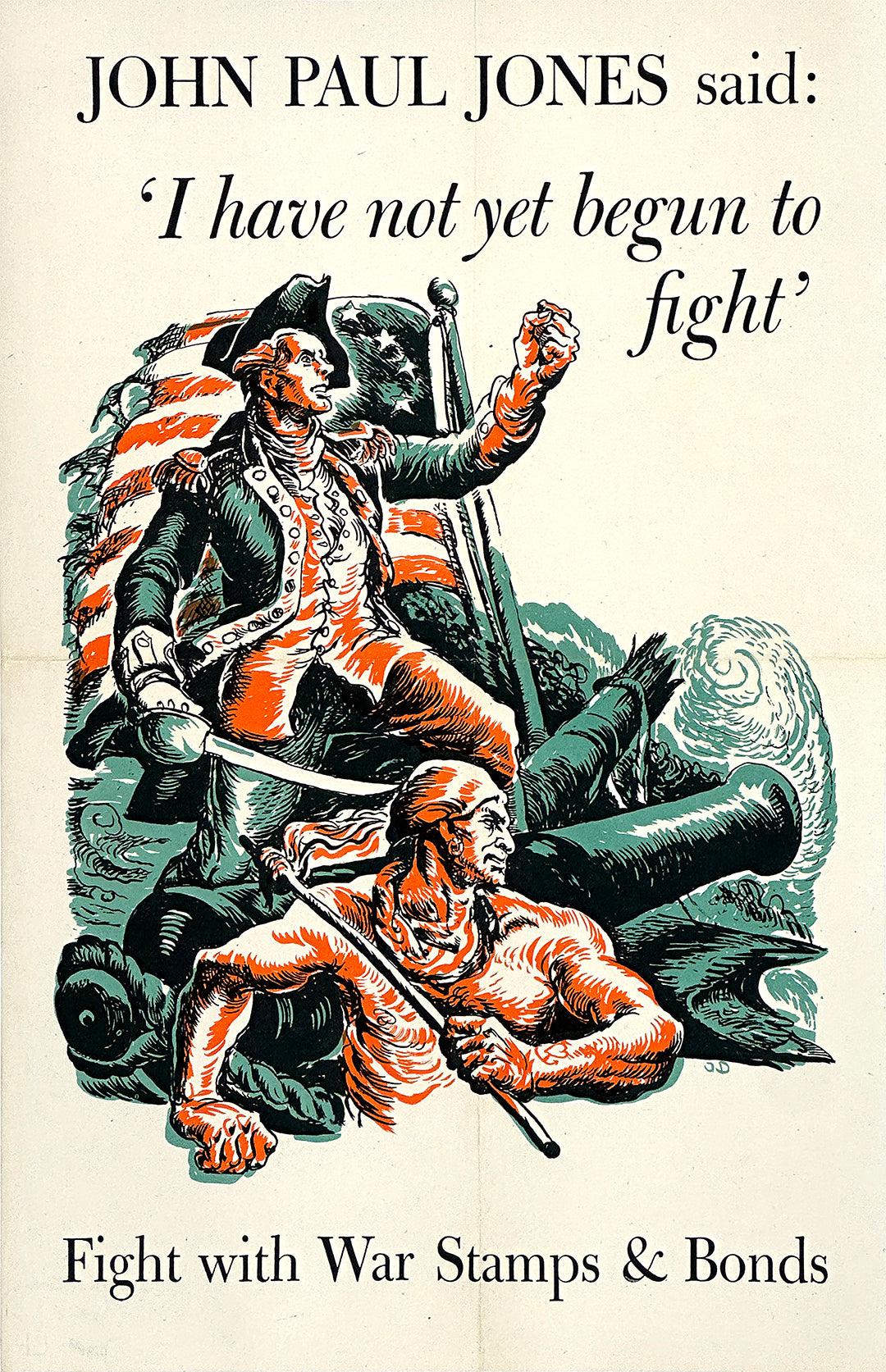 Original Vintage WWII Poster John Paul Jones by Daugherty 1942 Bonds