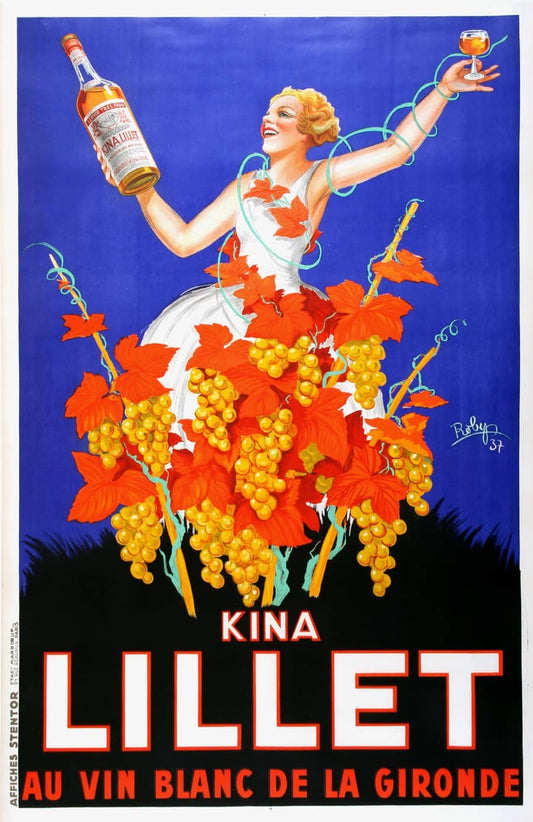 Kina Lillet 1937 Original Vintage Wine Poster by Robys