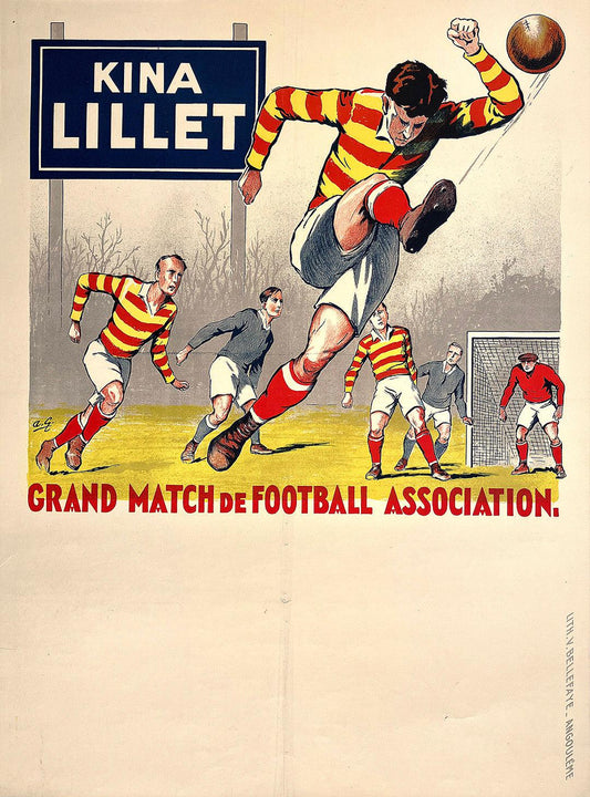 Original Vintage Kina Lillet Poster by Andre Galland Soccer Match Football c1930