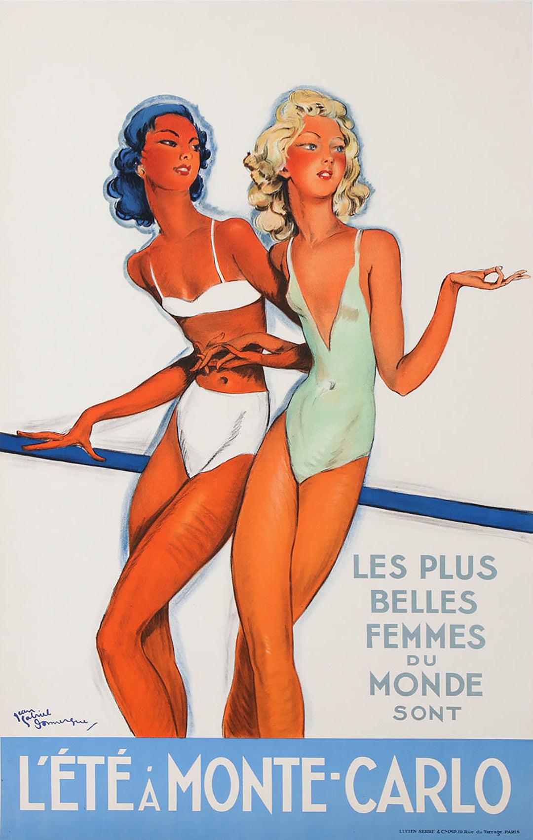 Original Vintage Travel Poster L'Ete a Monte Carlo by Domergue French Riviera