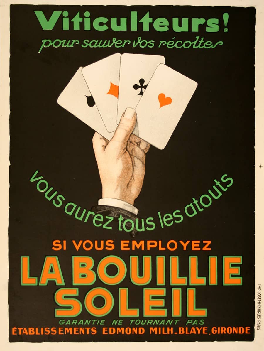 Original French Poster 1920's - La Bouillie Soleil Hand Holding Cards