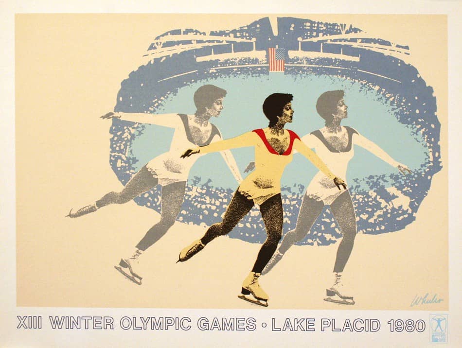 Lake Placid Winter Olympics 1980 Figure Skater - Linda Frattiano Original Vintage Poster