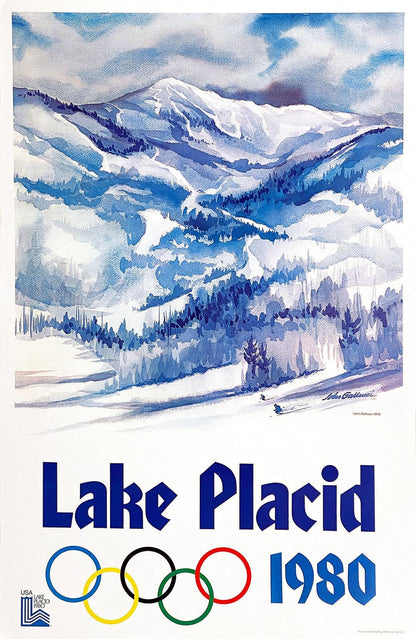 Original Vintage Lake Placid Winter Olympics 1980 Rings Poster by John Gallucci 