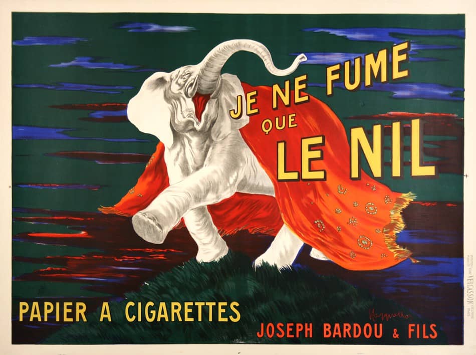 Original Vintage Leonetto Cappiello Poster c1915 for Le Nil - Elephant Tobacco