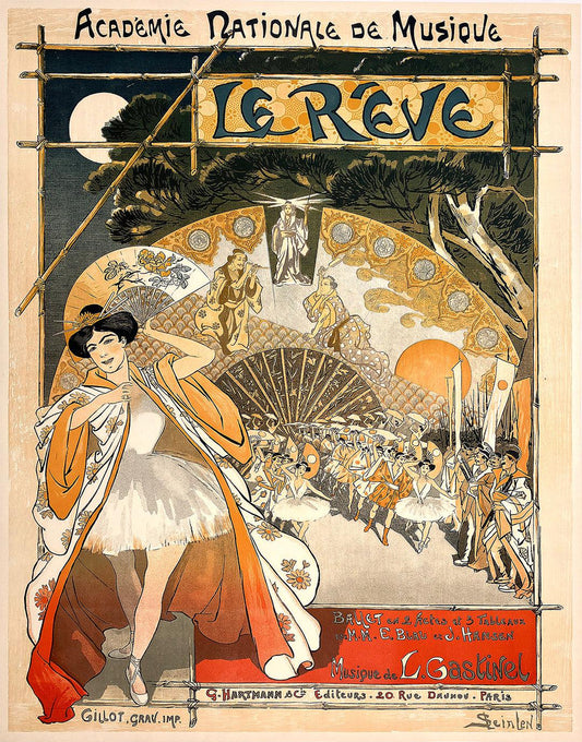 Original Steinlen Le Reve Art Nouveau Poster 1890 Ballet