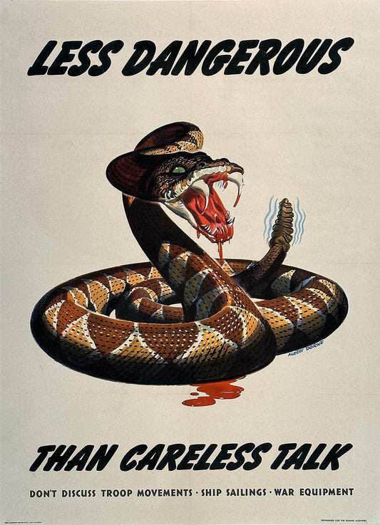 Less Dangerous Than Careless Talk WWII Original Poster by Albert Dorne 1944