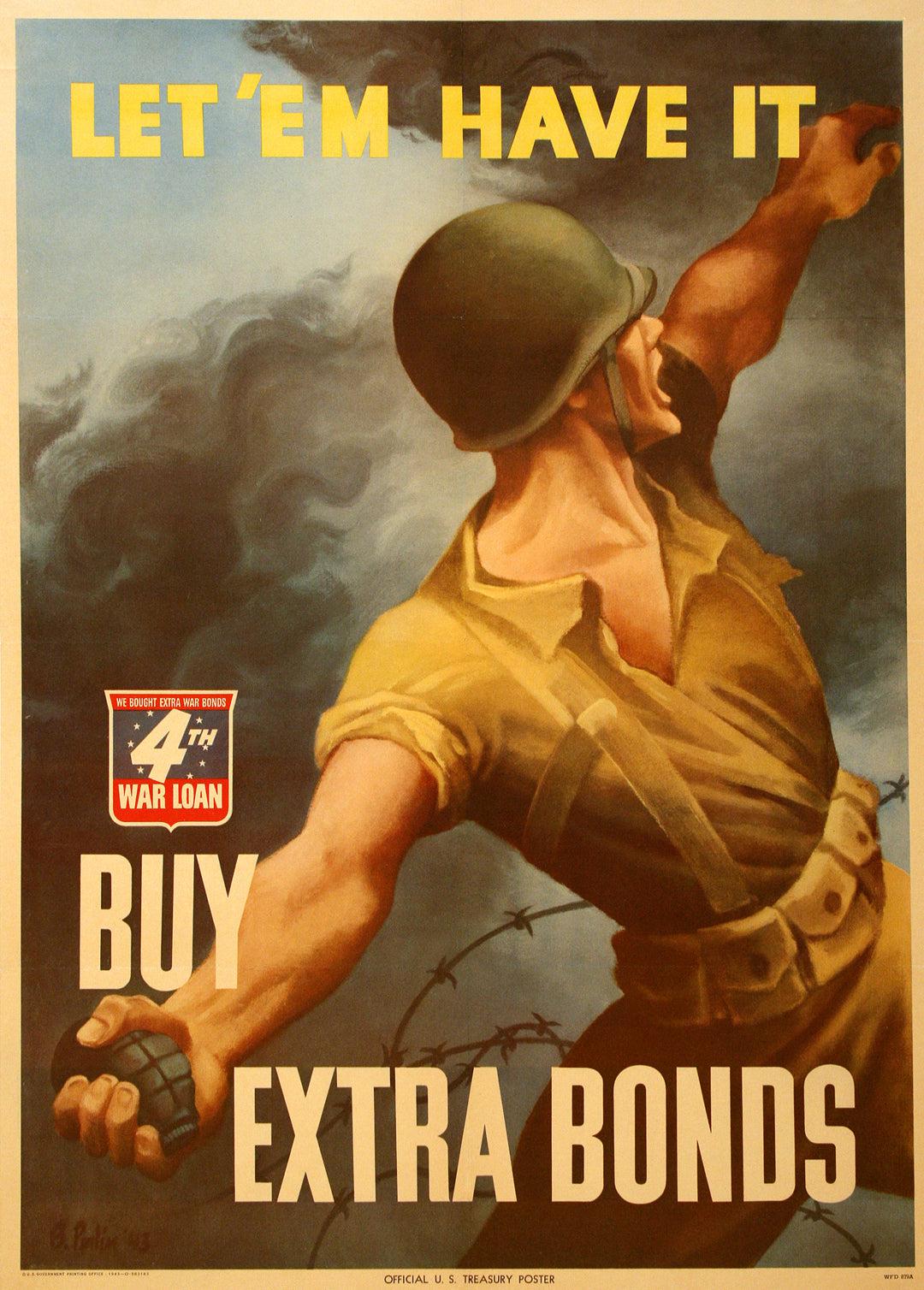 Original WWII 1943 Poster - Let 'Em Have It by Bernard Perlin - Small