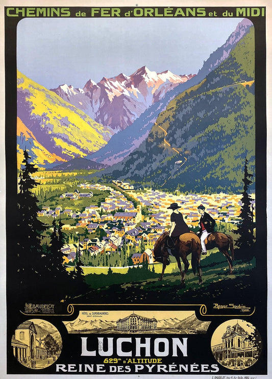 Original Vintage Luchon - Route des Pyrene'es Poster by Roger Soubie C1925