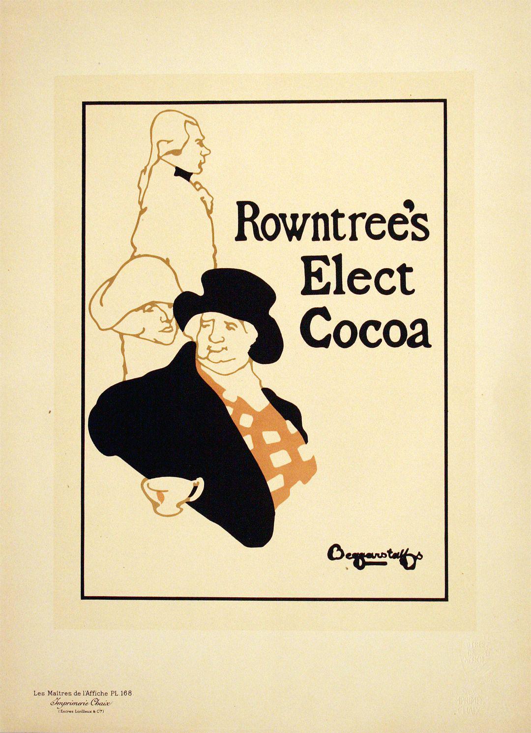 Original Maitres de L'Affiche - PL 168 by Beggarstaff Brothers 1899 Rowntree's Elect Cocoa