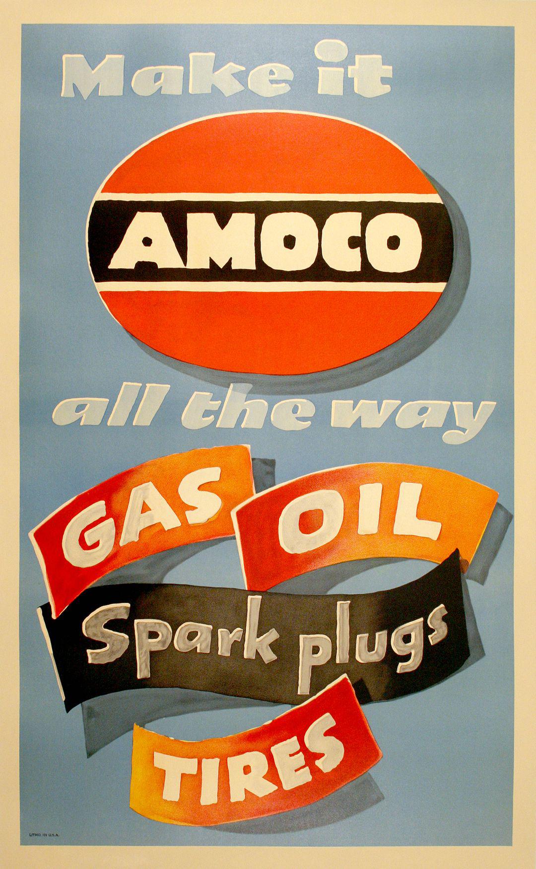 Original 1950's Lucian Bernhard Poster for Amoco - Make It Amoco all The Way