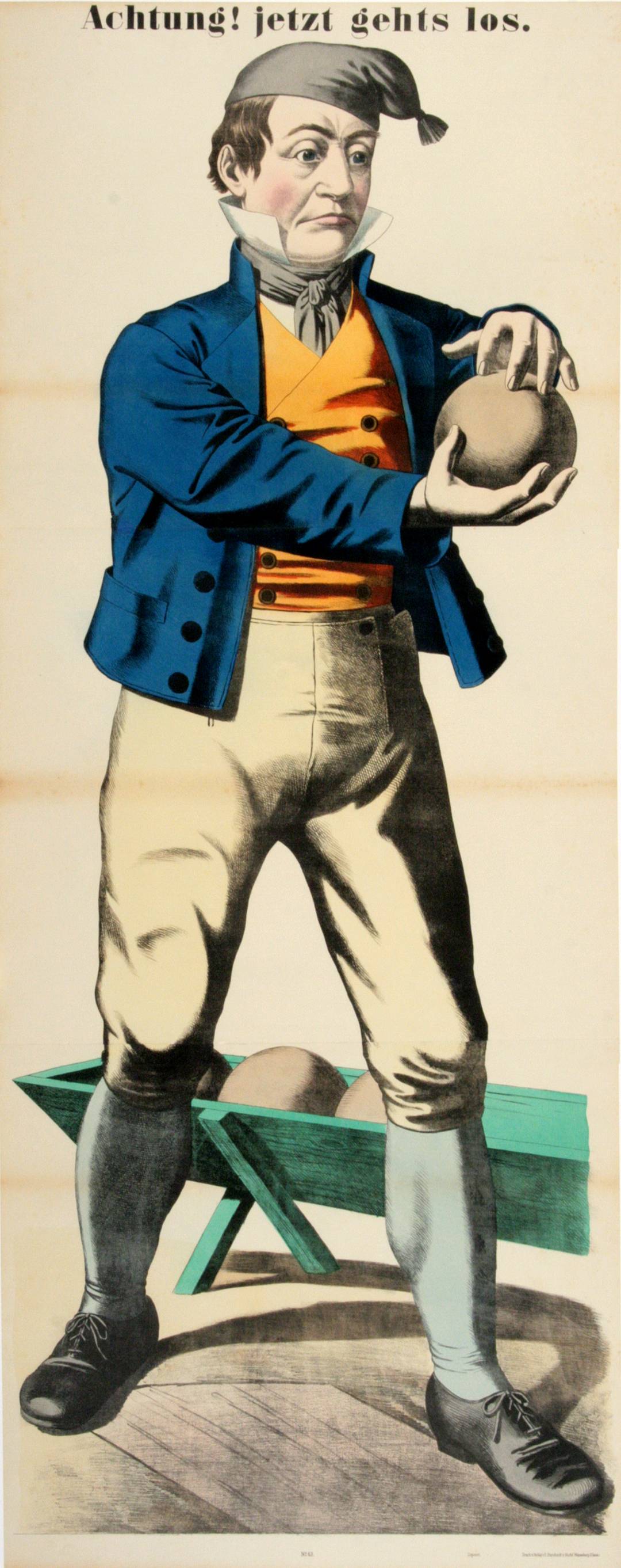 Original C1880 Vintage Poster - Man Bowling 43  - Wissembourg Collection