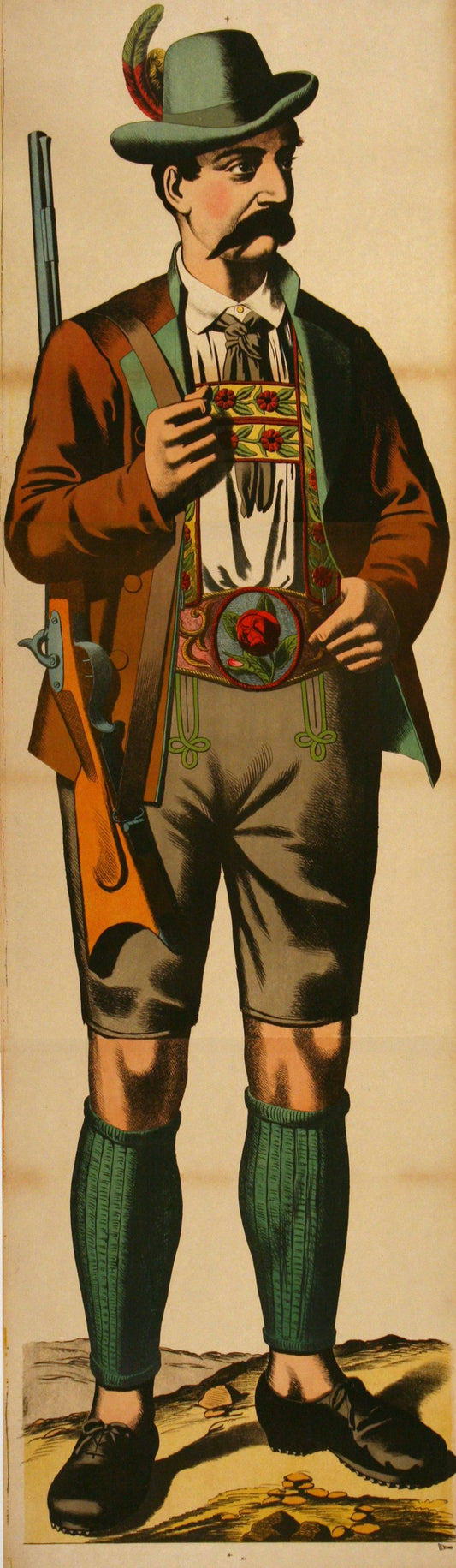 Original C1880 Vintage Poster - Man in Lederhosen 01  - Wissembourg Collection