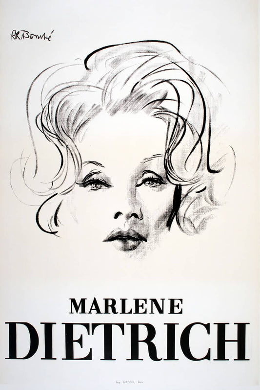Original Vintage Poster of Marlene Dietrich By Bouche' c1965