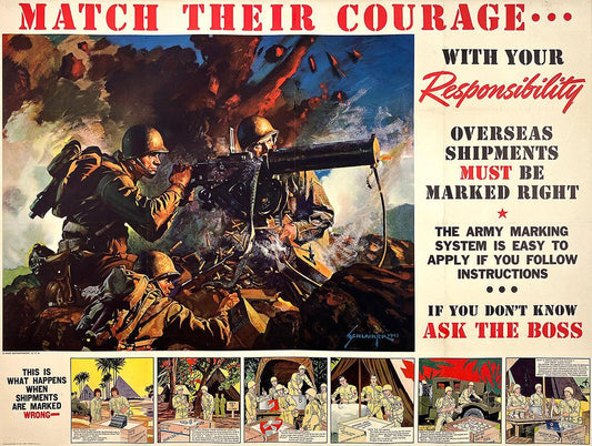 Original Vintage WWII Match Their Courage Poster Army Factory 1943