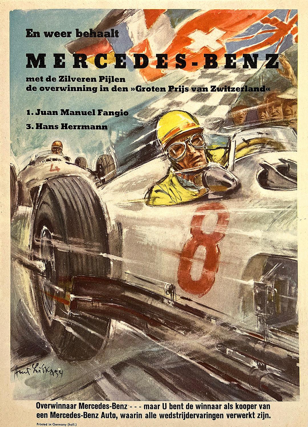 Original Vintage Mercedes Benz Swiss Grand Prix 1954 Hans Liska