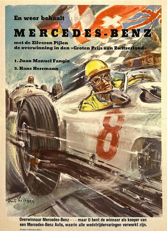 Original Vintage Mercedes Benz Swiss Grand Prix 1954 Hans Liska