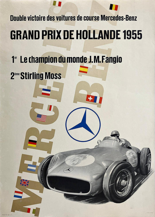 Original Vintage Mercedes Benz Grand Prix de Hollande 1955 Poster by Anton Stankowski Formula One