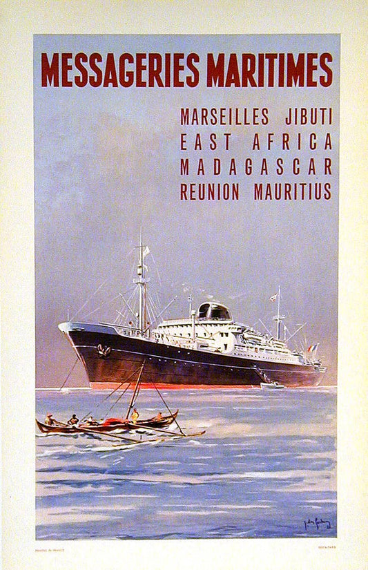 Original Messagerie Maritimes Poster by Gachons c1950 Marseille Djibouti