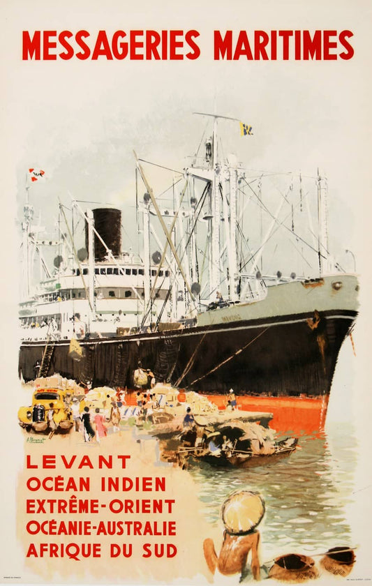 Original Messageries Marititime Levant Ocean Indien Poster by Brenet C1950