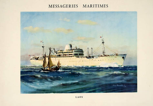 Messageries Maritimes Poster by Roger Chapelet for Laos c1955