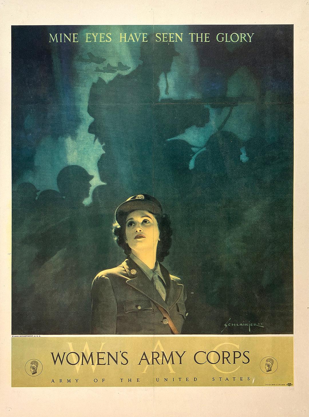 Original Vintage WWII Poster Women's Army Corps Mine Eyes by Schlaikjer 1944