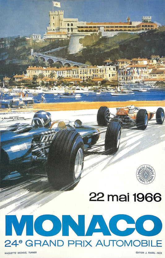 Original Vintage Monaco Grand Prix Poster 1966 Michael Turner