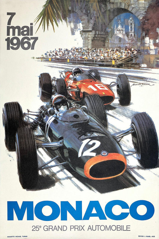 Original Vintage Monaco Grand Prix Poster 1967 Michael Turner