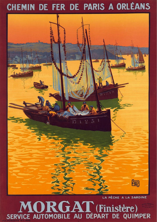 Original Vintage Travel Poster Morgat by Alo 1925