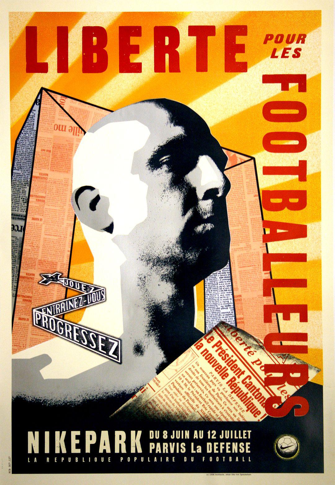 Nike Park Poster 1998 Original - Liberte Pour Les Footballeurs by Johan Otto Von Spreckelesen