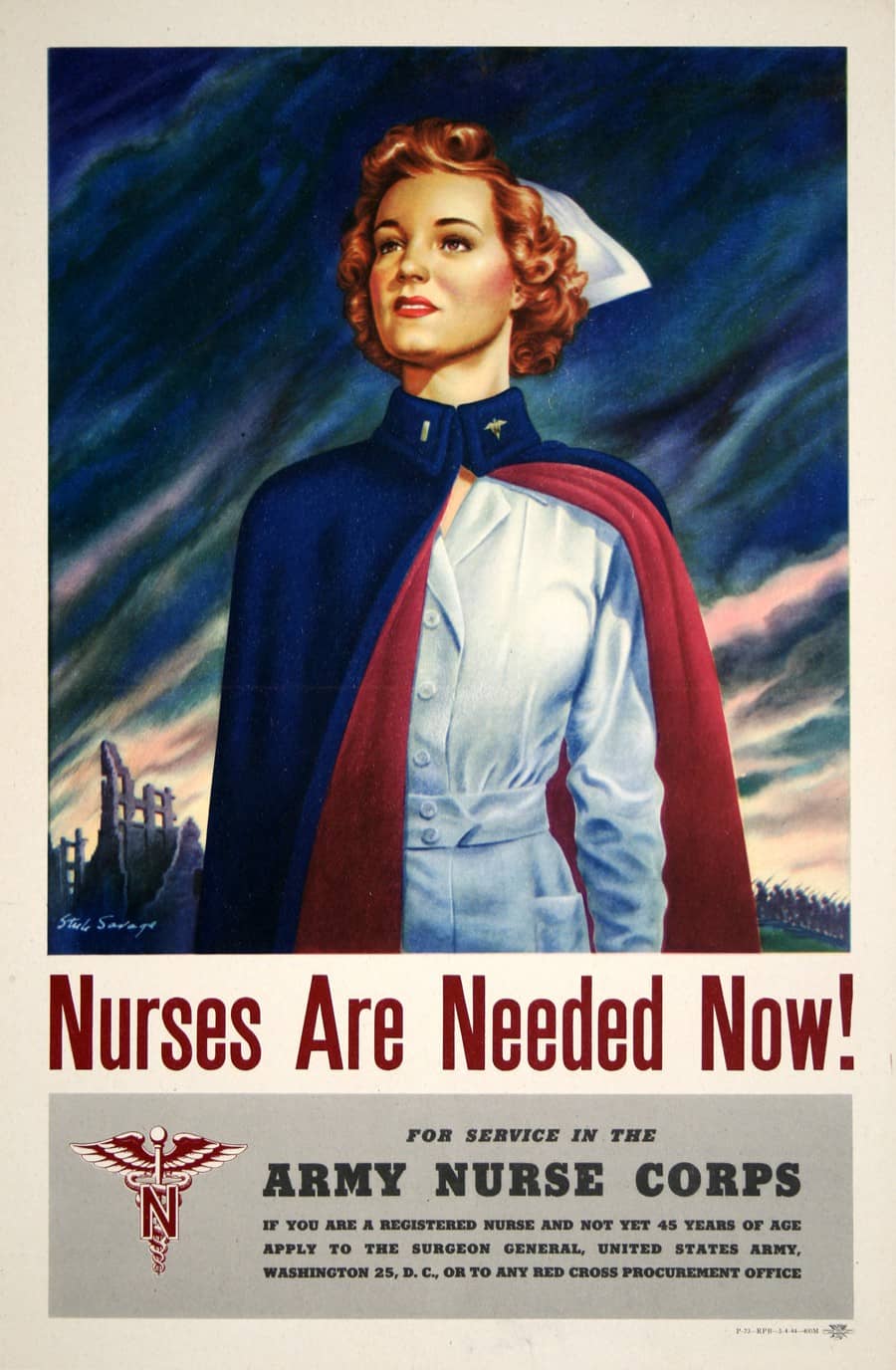 Original Vintage American WWII Poster - Nurses Are Needed Now by Steel Savage 1944
