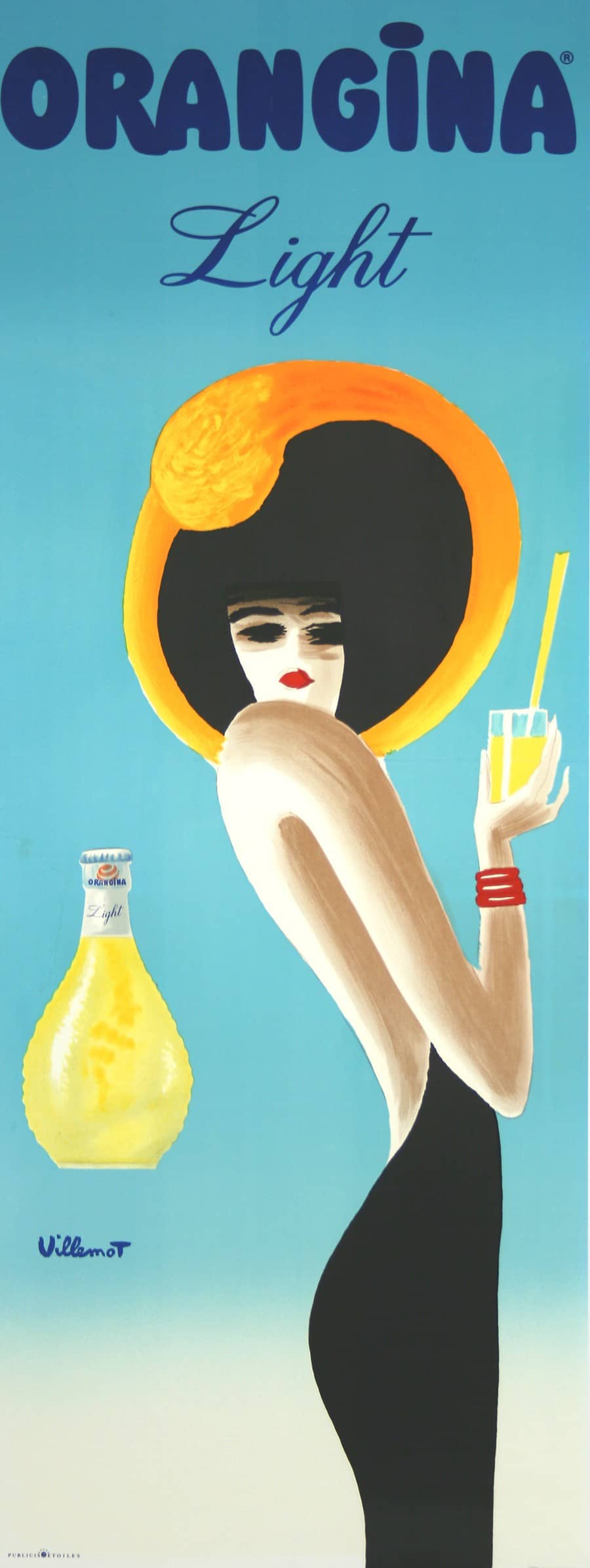 Original Vintage Orangina Light Poster by Bernard Villemot 1989