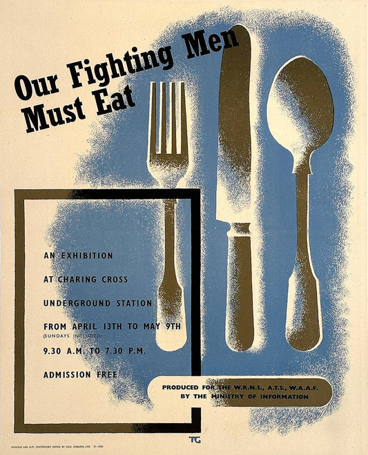 Original Vintage British WWII Poster Our Fighting Men Must Eat c1944