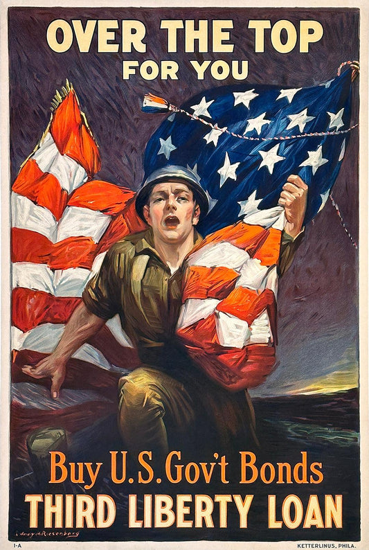 Original Vintage WWI Poster Over the Top for You by Reisenberg c1917