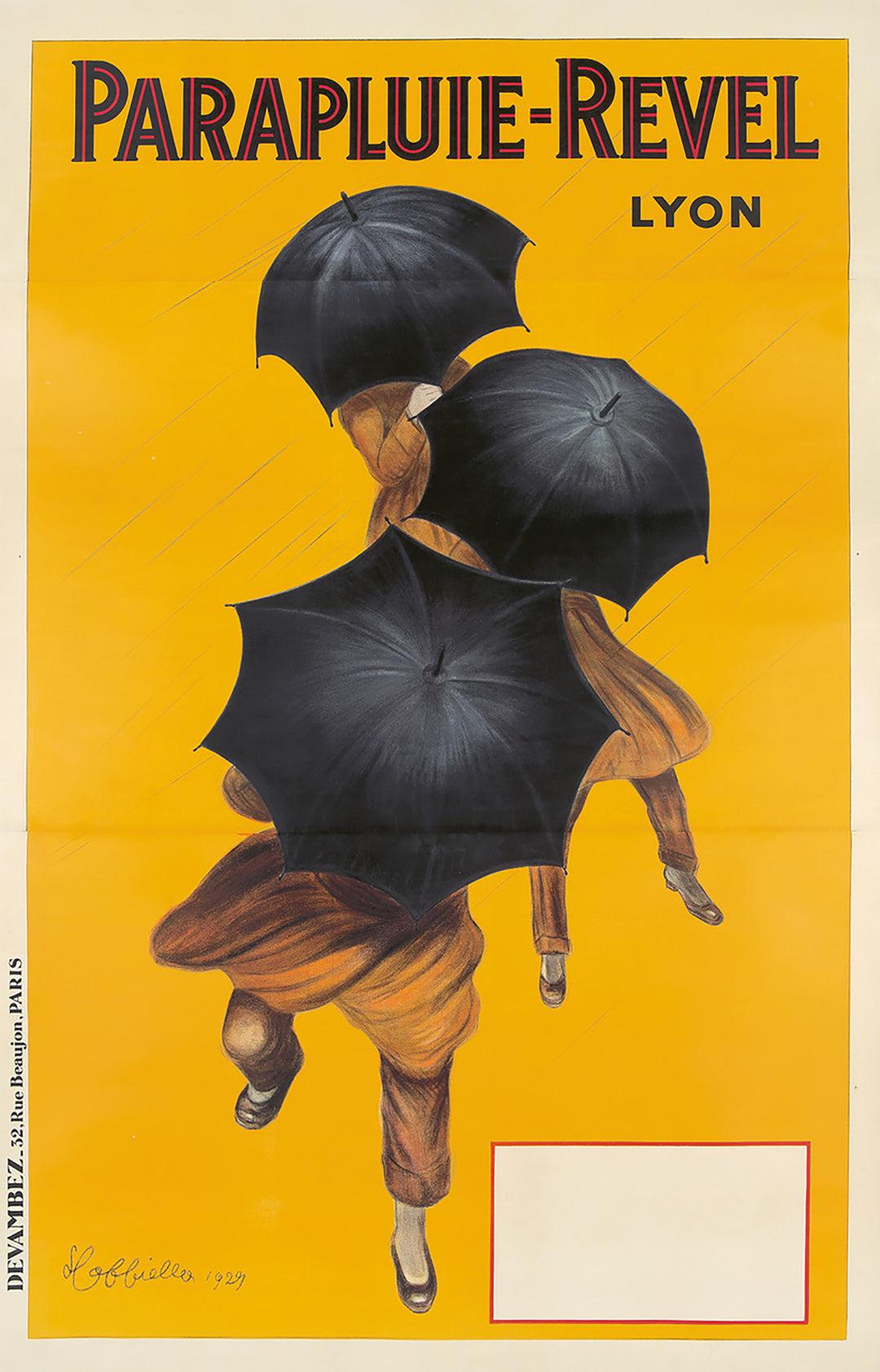 Original Vintage Parapluie Revel Oversize Poster by Leonetto Cappiello 1920 Umbrellas
