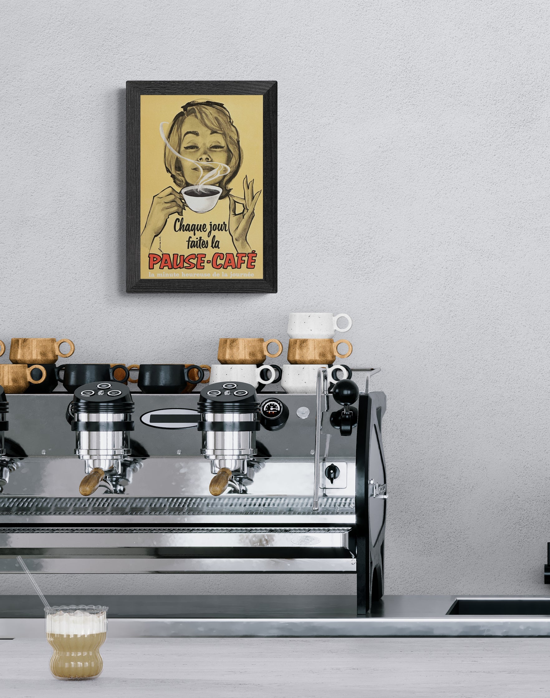 Original Vintage French Coffee Break Poster by Pierre Couronne c1950