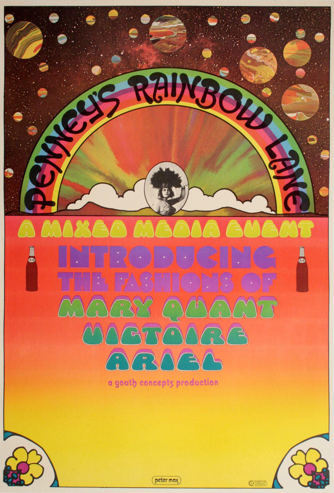 Original Vintage Peter Max 1967 Poster - Penney's Rainbow Lane