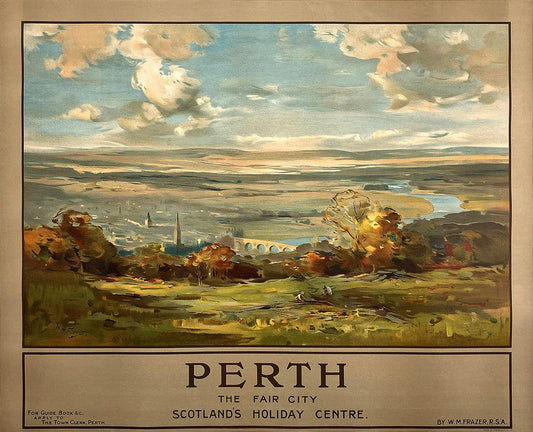 Original Vintage Perth Poster to Scotland C1930 by Frazer