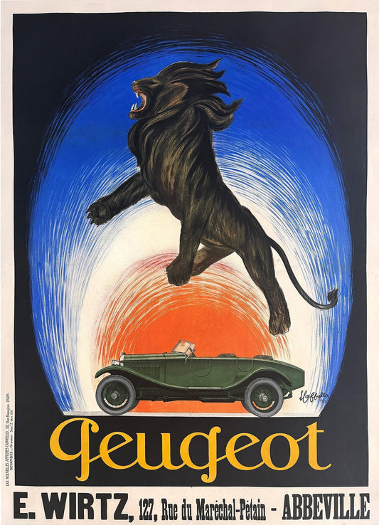 Original Vintage Leonetto Cappiello Peugeot Lion Poster 1925