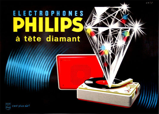 Philips Original Vintage Poster by Eric c1960 - Black with Large Diamond