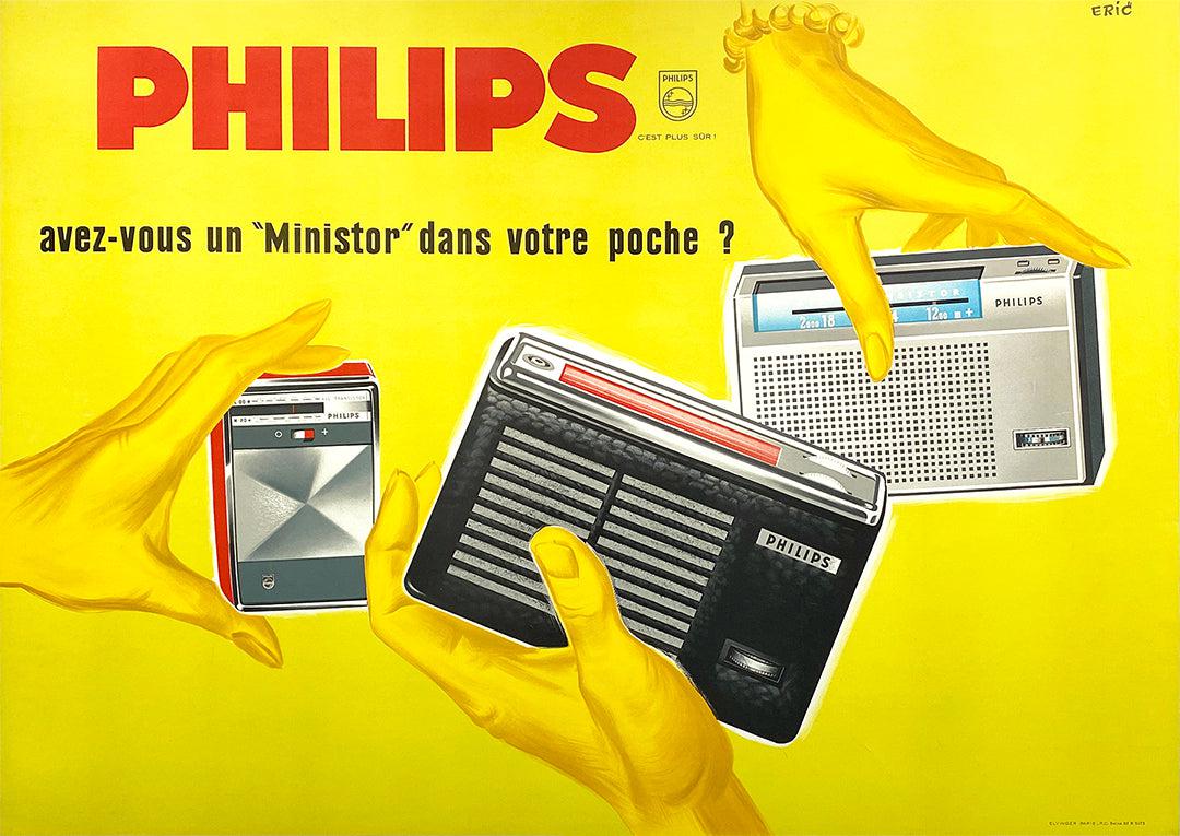 Philips Ministor Transistor Radio Original Vintage Poster c1960 by Eric