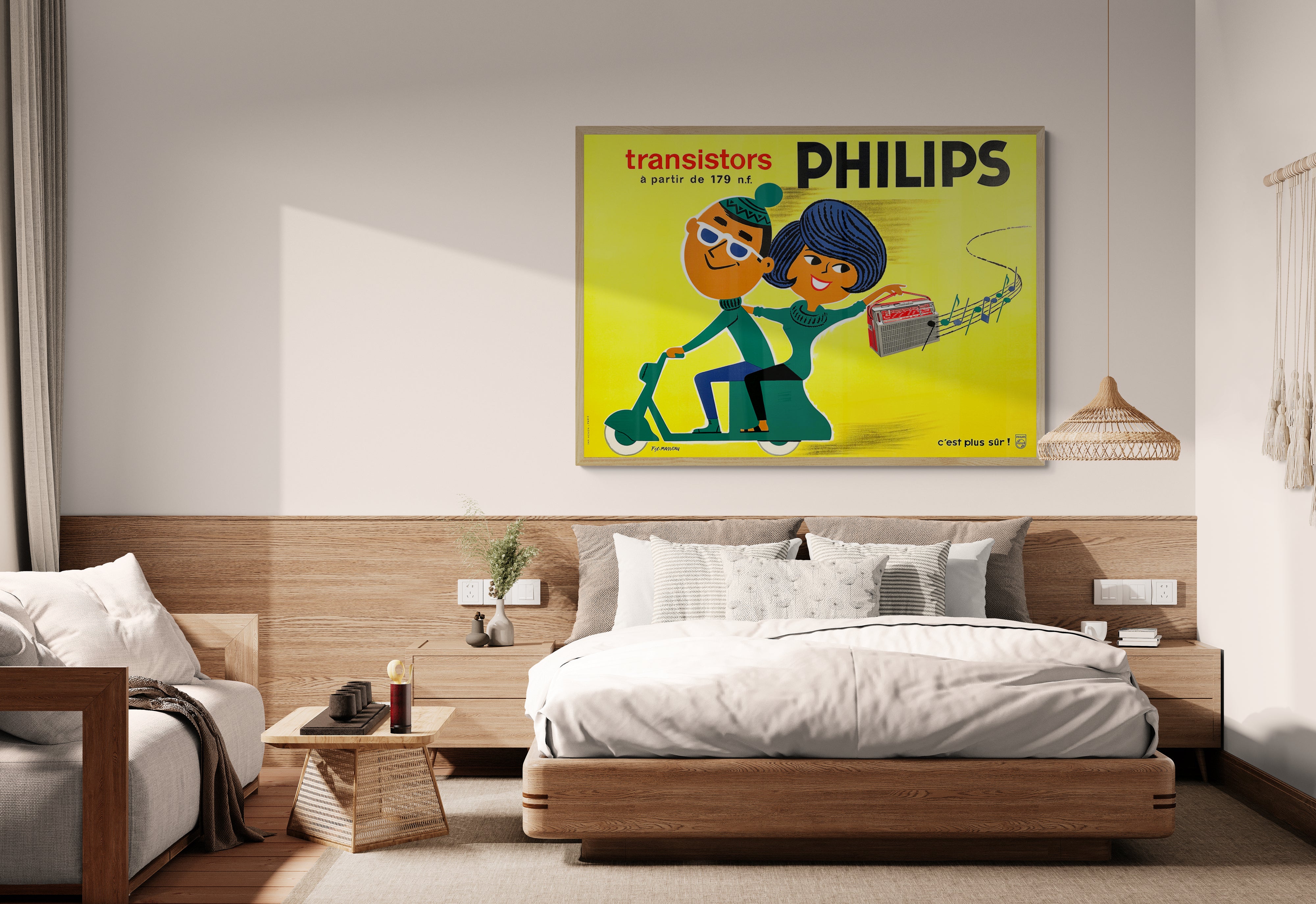 Original Vintage Philips Transistors Poster Scooter by Fix Masseau