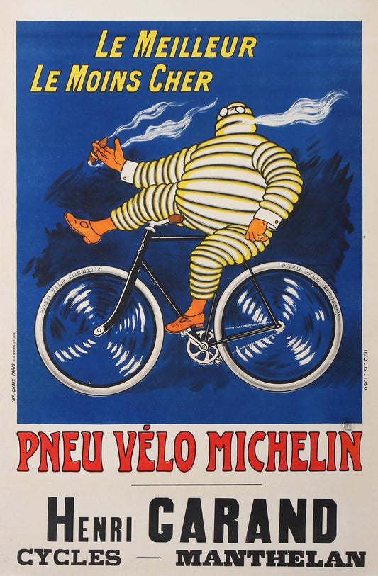 Original Vintage Pneu Velo Michelin Man Bibendum by O'Galop Smoking 1912