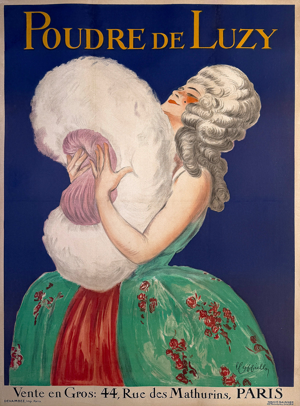 Original Vintage Leonetto Cappiello  Poudre de Luzy Poster 1919